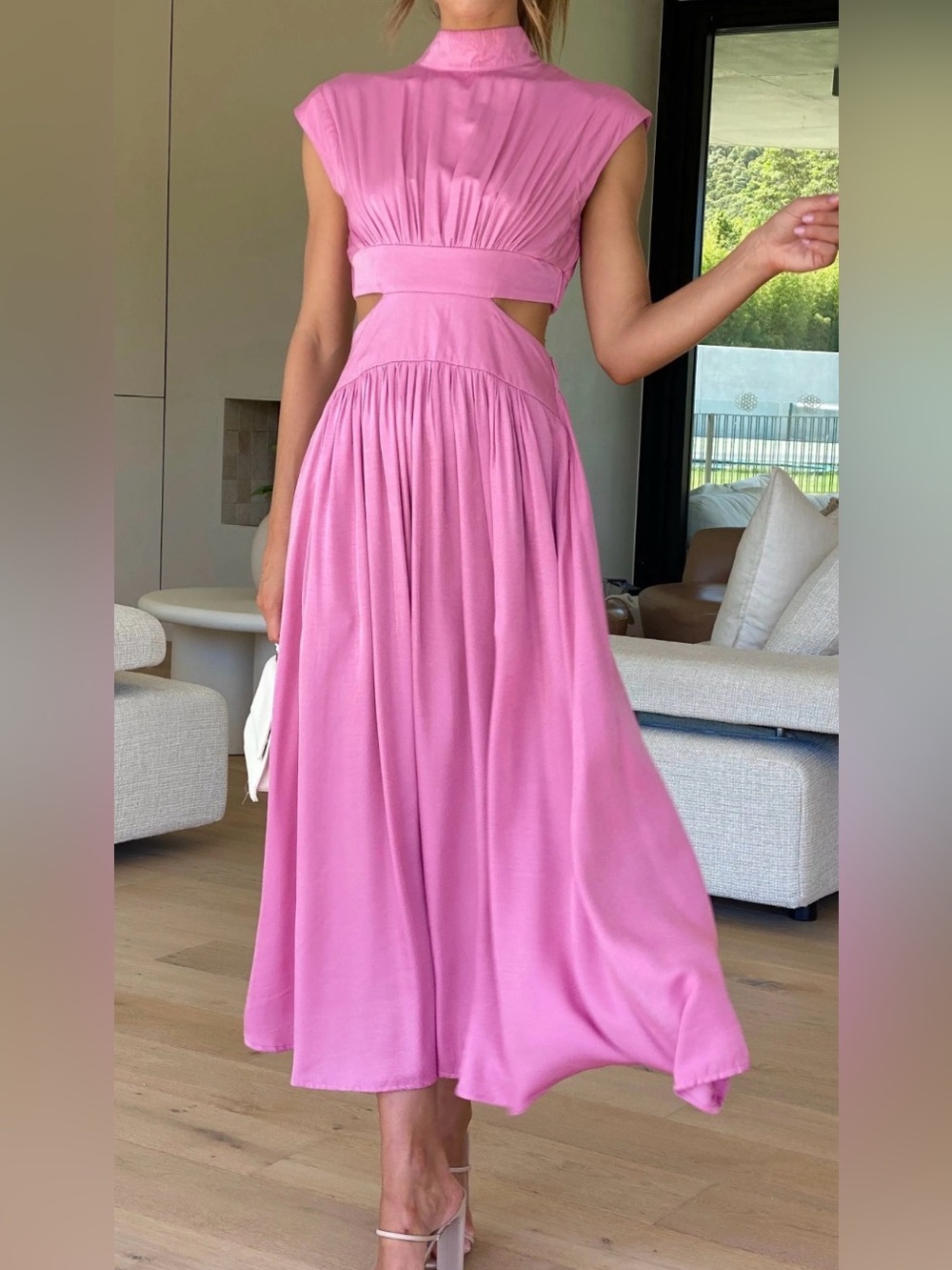 Pink Cutout Cindie Midi Dress